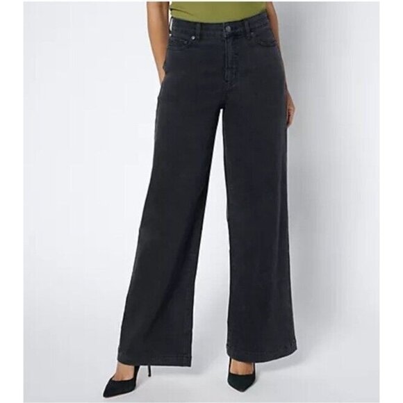 Me By Jennie Garth Petite Washed‎ Black Relaxed Fit Jeans Womens Size 16P x 29 - Picture 1 of 16